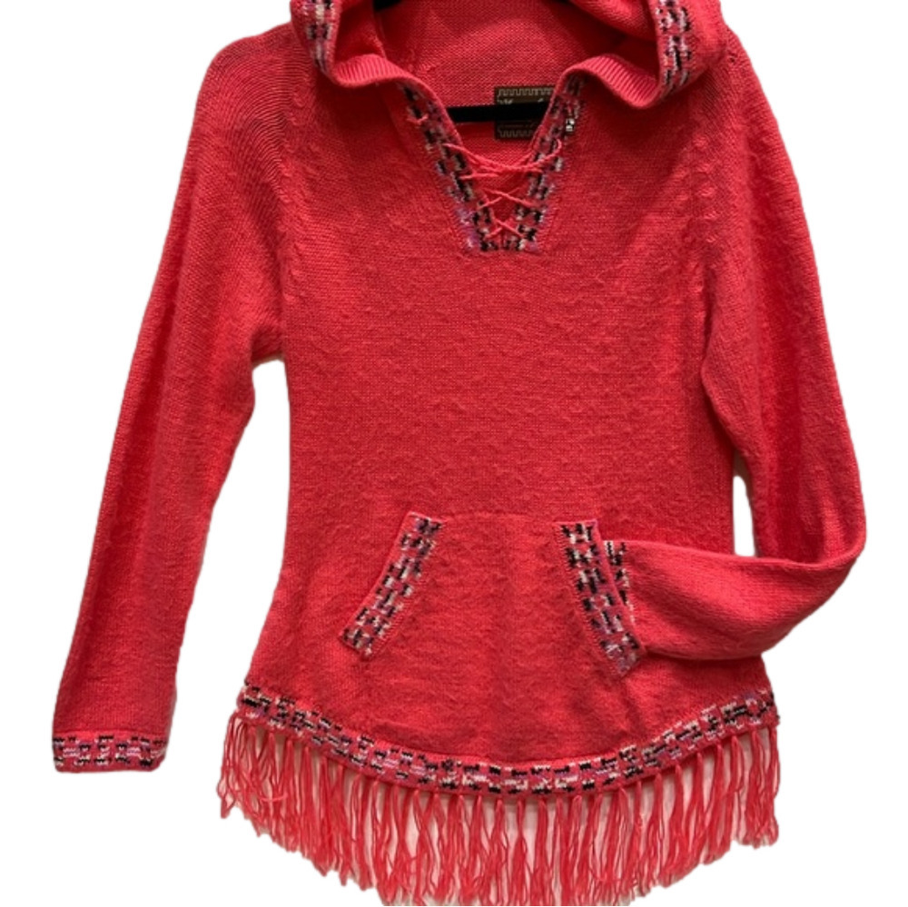 The Alpaca Connection Hooded sweater with fringe size small